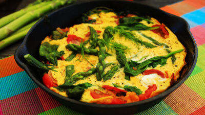 Asparagus Frittata with Red Bell Peppers