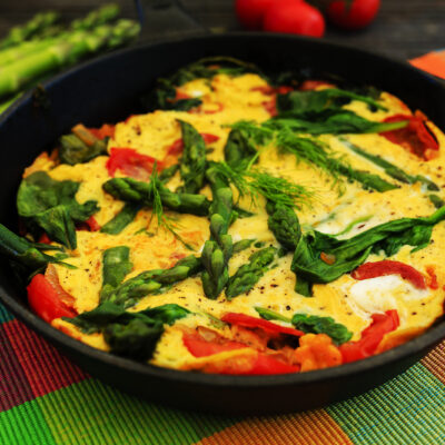 Asparagus Frittata with Red Bell Peppers