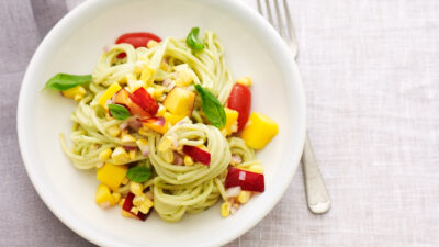 Avocado Cream Pasta with Summer Salsa