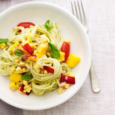 Avocado Cream Pasta with Summer Salsa