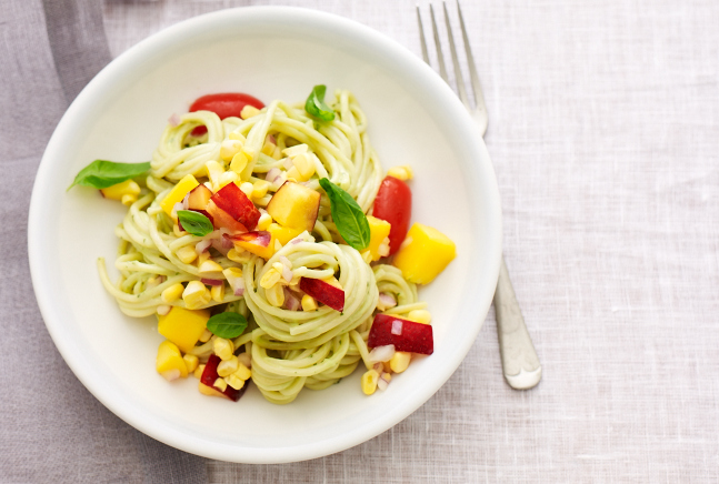 Avocado Cream Pasta with Summer Salsa