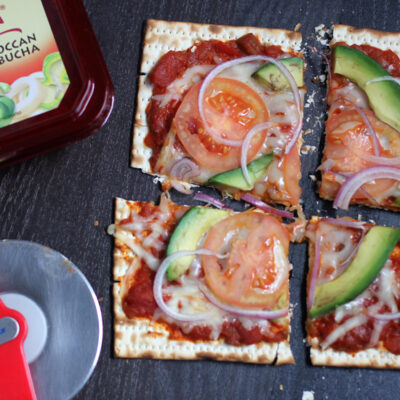 avocado matzah pizza
