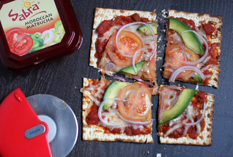 avocado matzah pizza