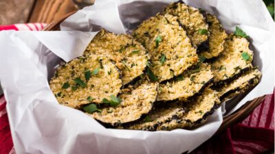 Baked Eggplant Chips with Tzaziki Dip