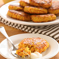 Baked Sweet Potato Latkes and Gingered Sour Cream