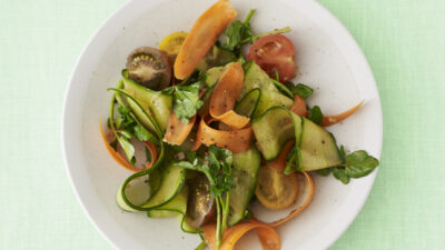 Balsamic Cucumber and Carrot Ribbon Salad