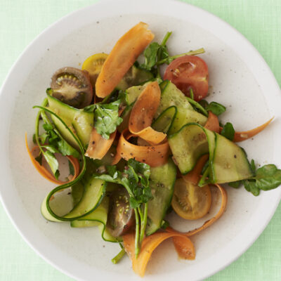 Balsamic Cucumber and Carrot Ribbon Salad