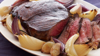 Balsamic London Broil with Roasted Onions
