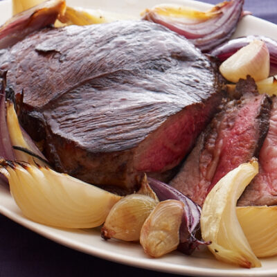 Balsamic London Broil with Roasted Onions