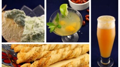bar snacks and cocktails