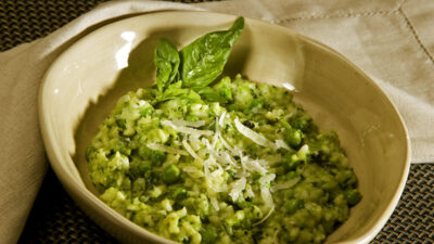 basil pea risotto