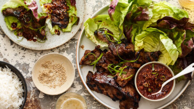Quick BBQ Ribs Kalbi Lettuce Wraps