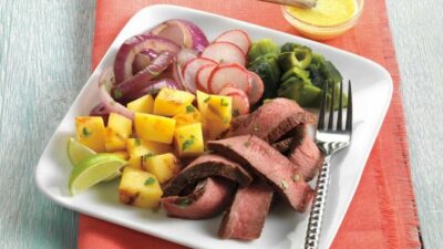 Beef Fajita Salad with Mango-Serrano Vinaigrette