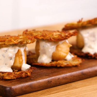 Beer Battered Fish Potato Latke Sliders