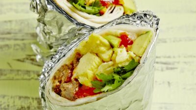 Breakfast Burrito with Chorizo and Eggs