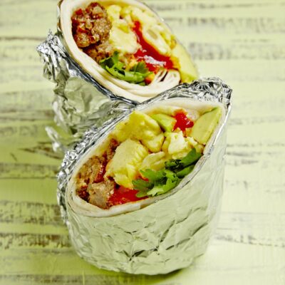 Breakfast Burrito with Chorizo and Eggs