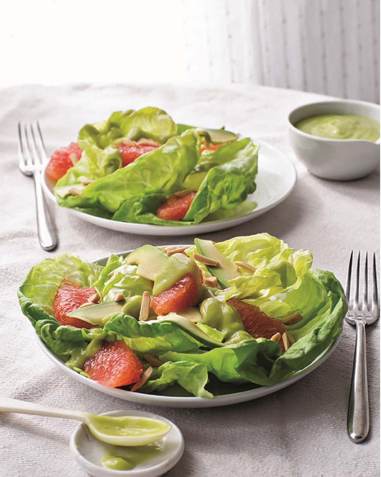 Bibb Lettuce with Grapefruit, Avocado, and Creamy Avocado Dressing