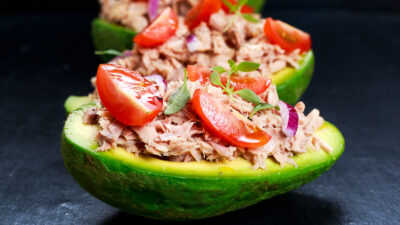 Smoked fish stuffed avocados