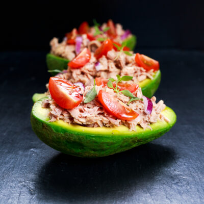 Smoked fish stuffed avocados