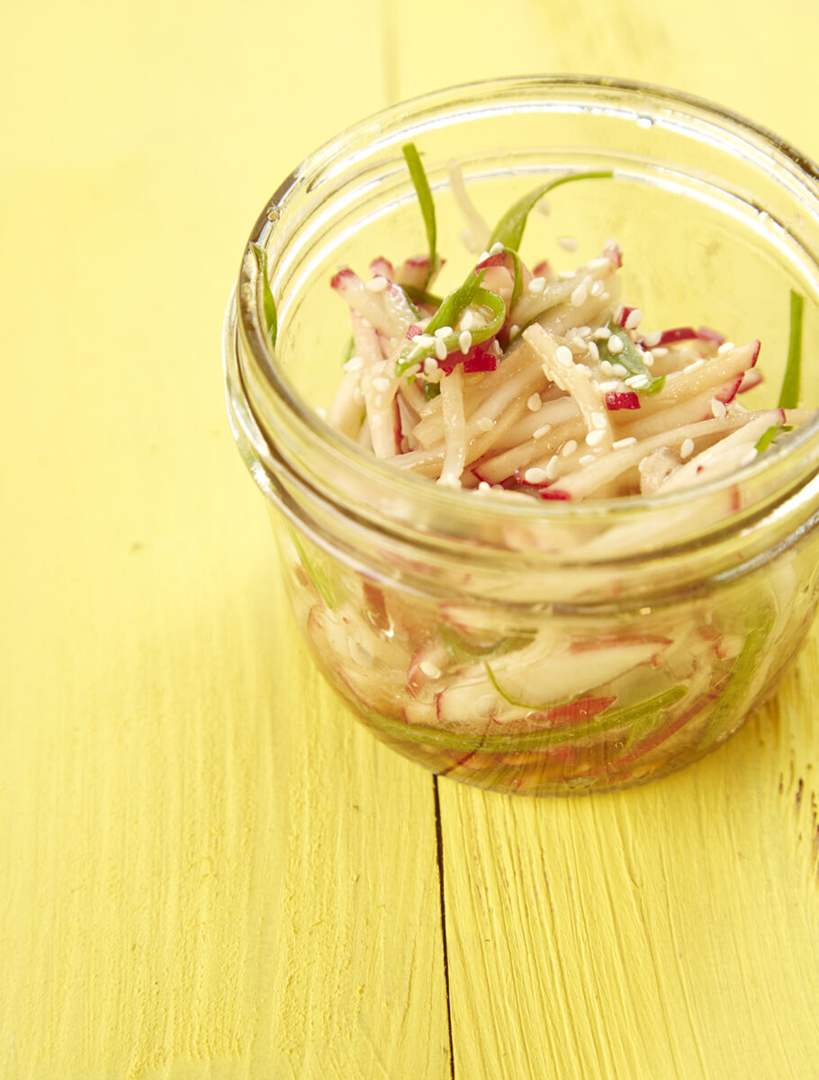 Radish Scallions Sesame Seed Slaw