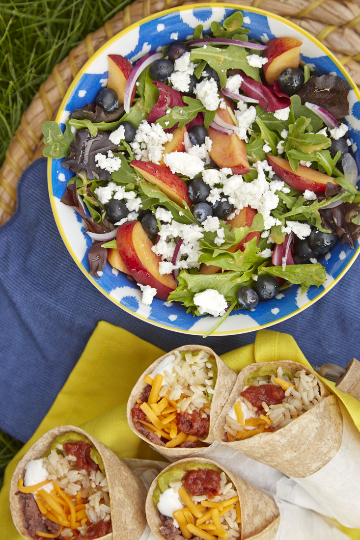 Blueberry, Peach, and Goat Cheese Wrap or Salad