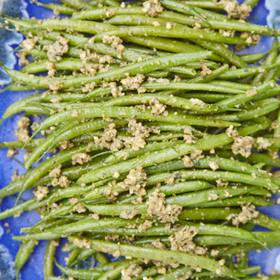 Green Beans with Walnut and Green Olive Tapenade