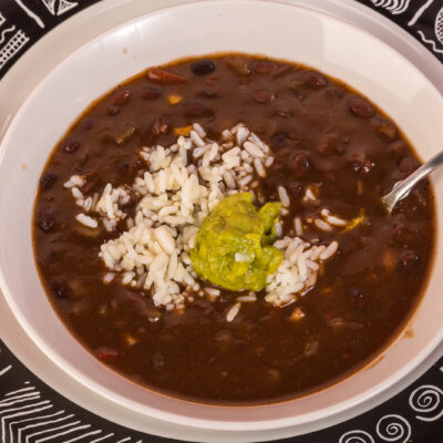 Cheese and black bean soup
