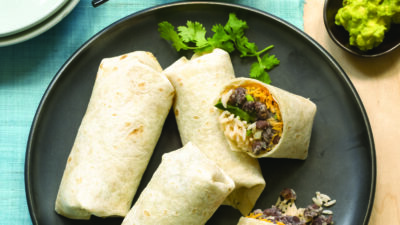 Black Bean Burritos with Ancho Chile Rice
