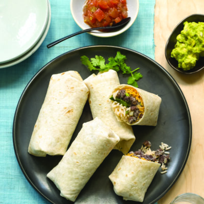 Black Bean Burritos with Ancho Chile Rice