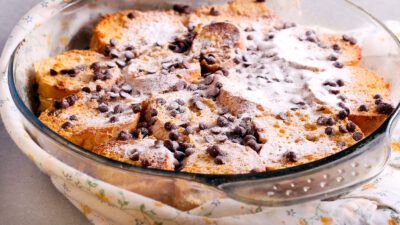 Boozy Make Ahead Chocolate Bread Pudding
