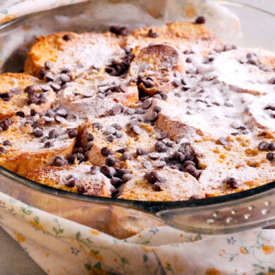 Boozy Make Ahead Chocolate Bread Pudding