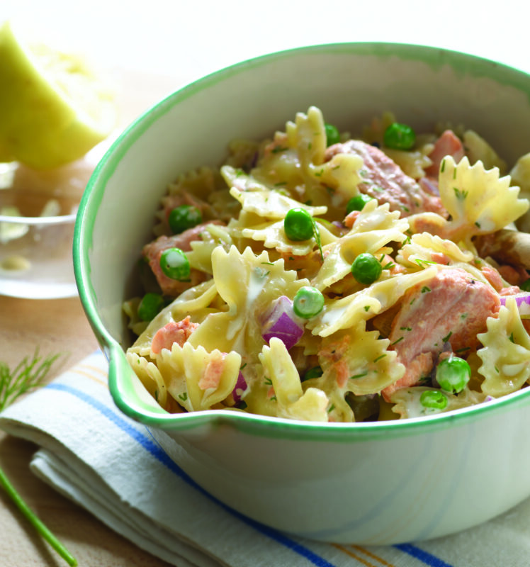 Bowties with Salmon and Peas in Lemon Dill Sauce