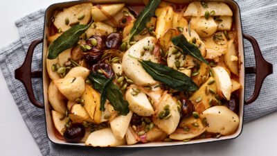 Braised Turnips, Chestnuts, and Apples