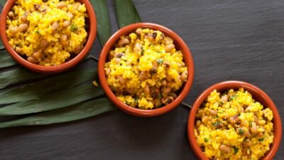 Brazilian style rice and black eyed peas
