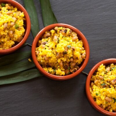 Brazilian style rice and black eyed peas