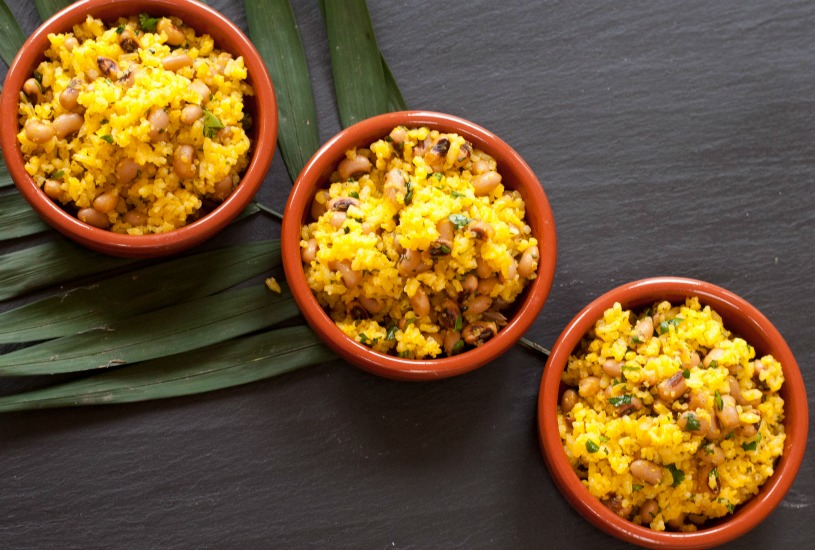 Brazilian style rice and black eyed peas