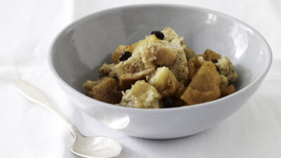 Bread Pudding with Pears, Currants and Cinnamon