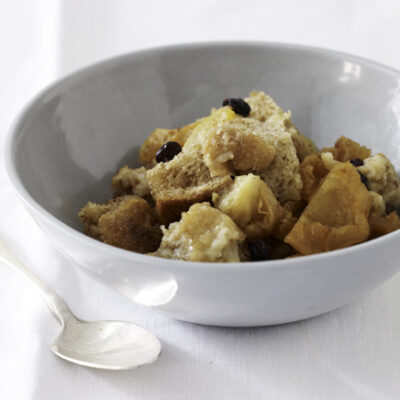 Bread Pudding with Pears, Currants and Cinnamon