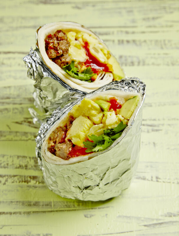 Breakfast Egg and Kosher Chorizon Burrito