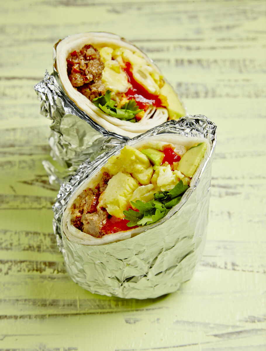 Breakfast Egg and Kosher Chorizon Burrito