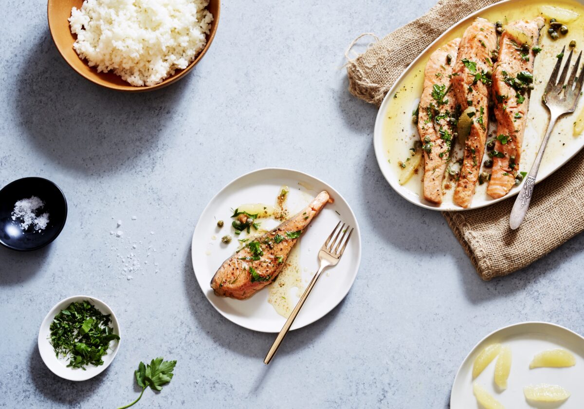 Brown Butter Basted Salmon with Fresh Herbs and Capers
