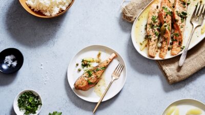 Brown Butter Basted Salmon with Fresh Herbs and Capers