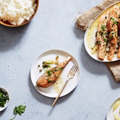 Brown Butter Basted Salmon with Fresh Herbs and Capers