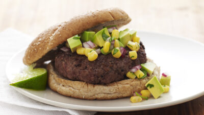Burger with Avocado and Corn