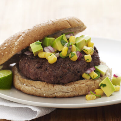 Burger with Avocado and Corn