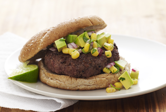 Burger with Avocado and Corn