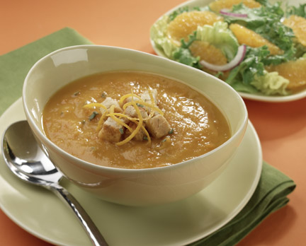 Butternut Squash Soup with Orange Croutons