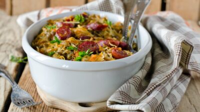 Cabbage Lentil and Sausage Slow Cooker Stew