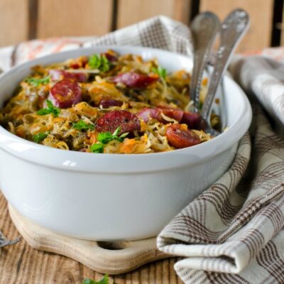 Cabbage Lentil and Sausage Slow Cooker Stew