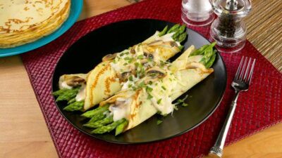 California Asparagus and Mushroom Filled Crepes